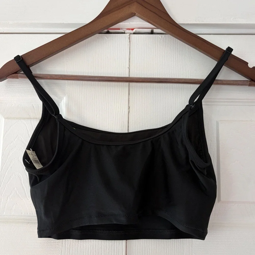 Aerie‎ Womens Scoop Bikini Top Black Solid Adjustable Straps Small NEW 28200152